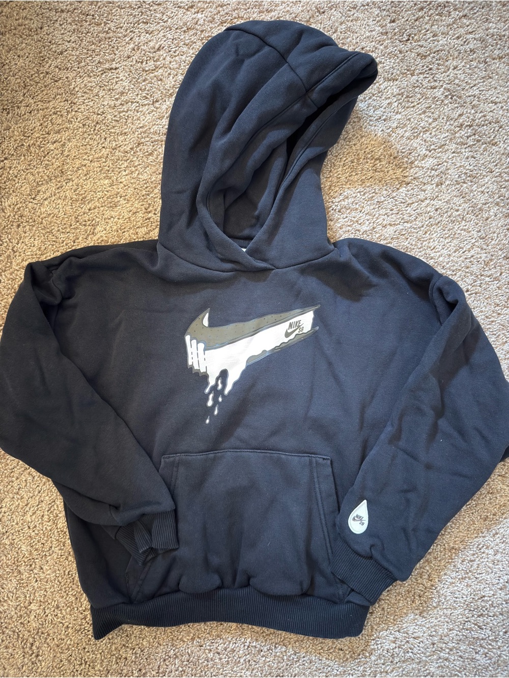 Nike boys Black Graphic Logo Hooded Sweater